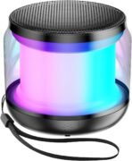 Mini Bluetooth Speaker with Lights, Portable Wireless, TWS Pairing, Includes Lanyard | Cute Small Speaker Gift for Women, Girls, Boys