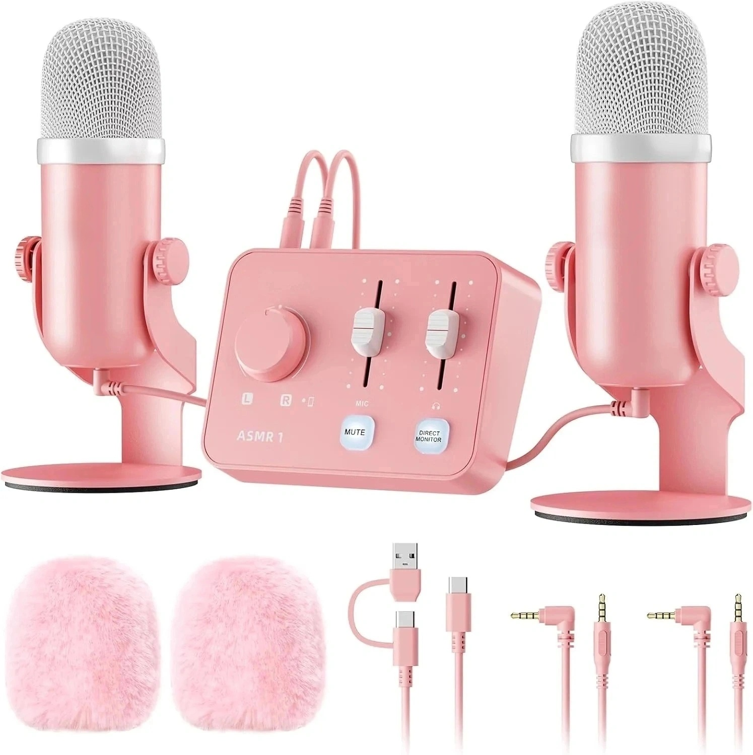 1_PicCopilot_981c5 Professional Mic Bundle - Audio Interface + Dual Condenser Mics with Mixer, 3D Stereo Sound, Volume Control & Windscreens - Image 1