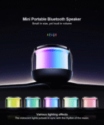 Mini Bluetooth Speaker with Lights, Portable Wireless, TWS Pairing, Includes Lanyard | Cute Small Speaker Gift for Women, Girls, Boys - Image 2