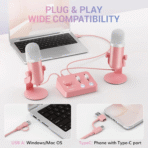 Professional Mic Bundle - Audio Interface + Dual Condenser Mics with Mixer, 3D Stereo Sound, Volume Control & Windscreens - Image 2