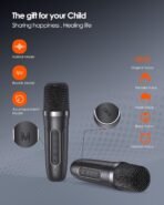 Karaoke Machine with 2 Wireless Mics - Waterproof Bluetooth Speaker with Cool LED Lights, Perfect Birthday/Christmas Gift - Image 4