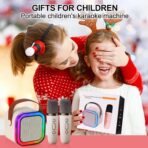 Kids Karaoke Machine - 2 Wireless Mics, Bluetooth Portable, Mini Portable Bluetooth Speaker - Image 4