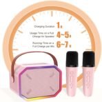 Mini Karaoke Machine for Kids Portable Bluetooth Speaker with 2 Wireless Microphones Birthday Toy - Image 5