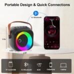 Karaoke Machine with Bluetooth & Party Lights - 2 Wireless Mics for Kids/Adults, Home Party Speaker Microphone - Image 5